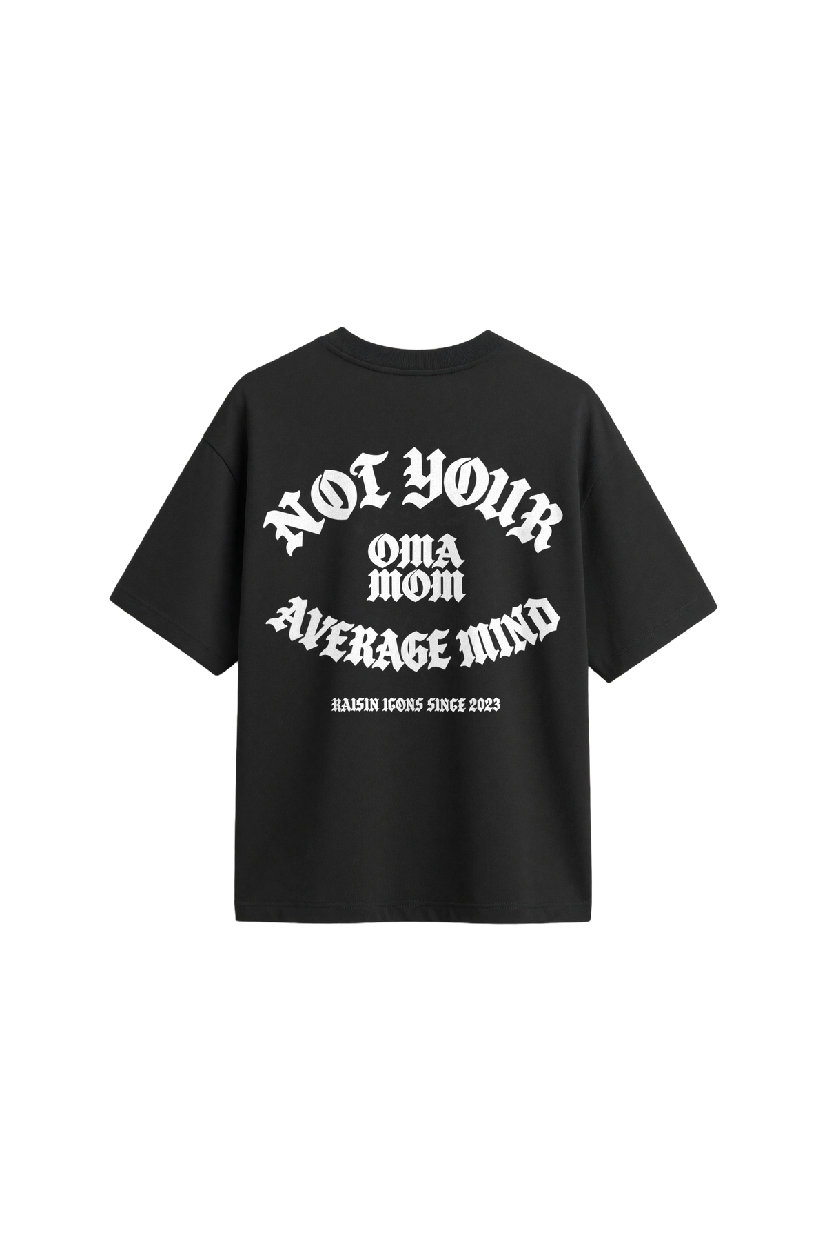 OMA Mom back · white print on off black