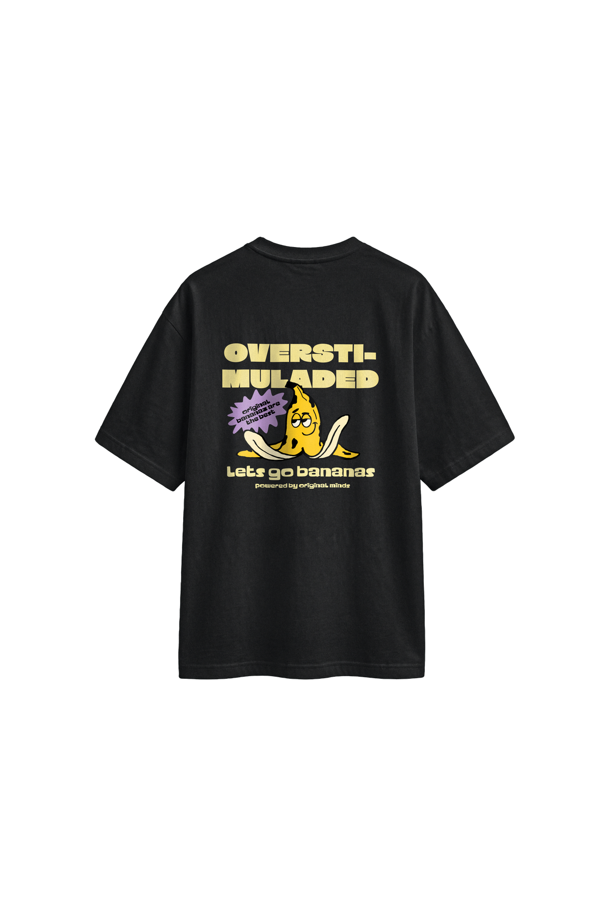 Overstimulated - Mens Oversized T-shirt — Off black — back