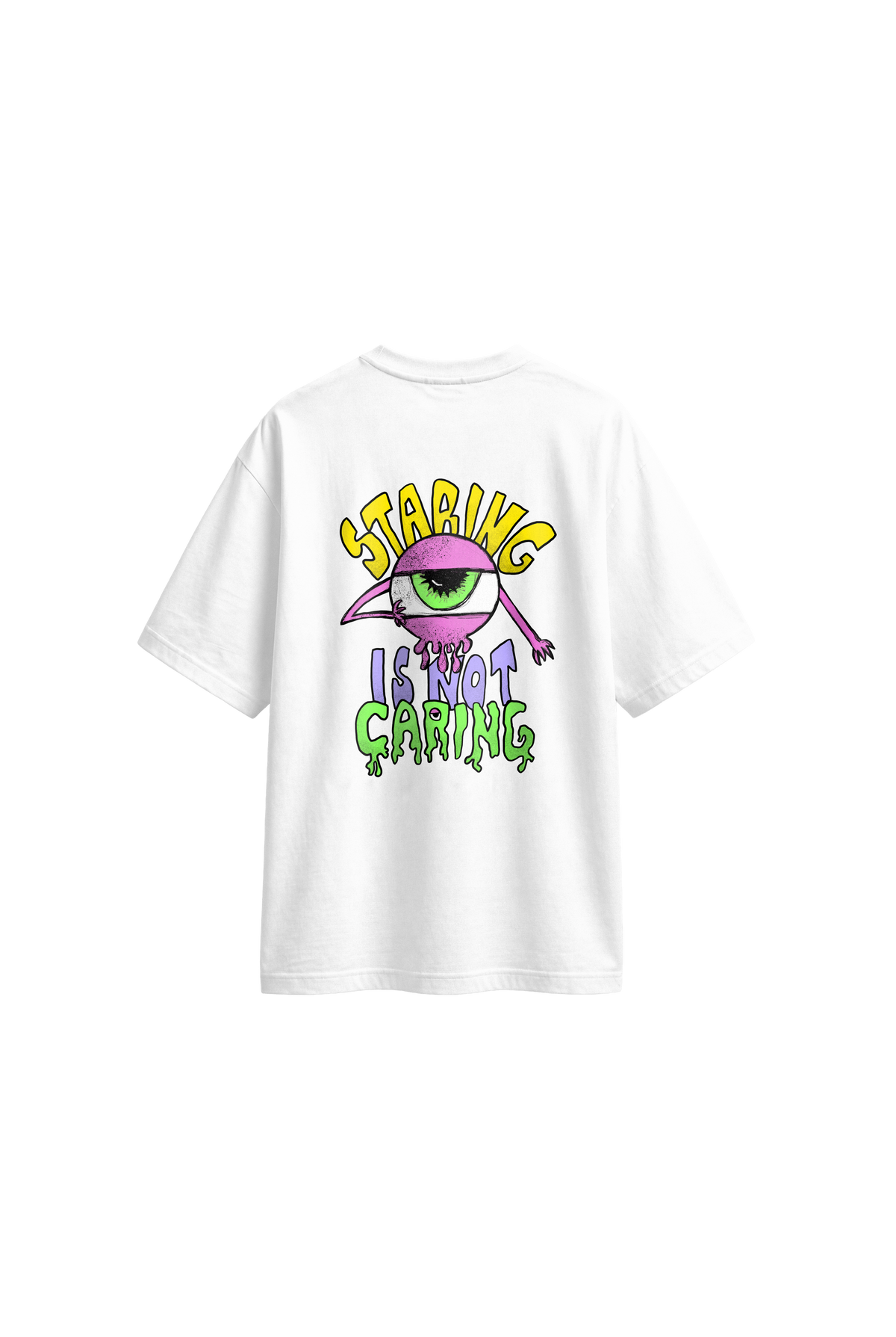 Staring Is Not Caring – Men Oversized T-shirt white back