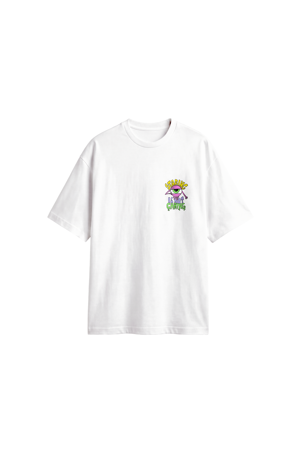 Staring Is Not Caring - Mens Oversized T-shirt — Off white — front